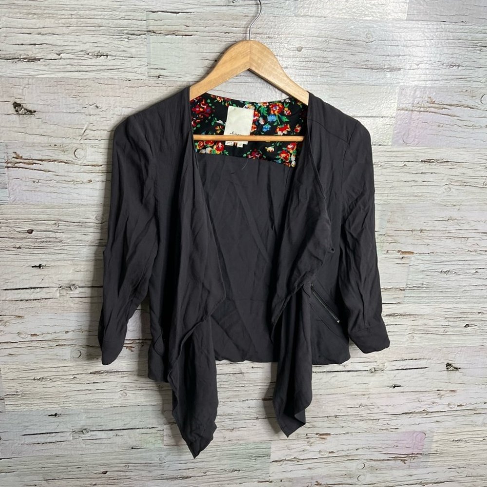 Anthropologie Elevenses Moto Blazer Top Gray Size Small